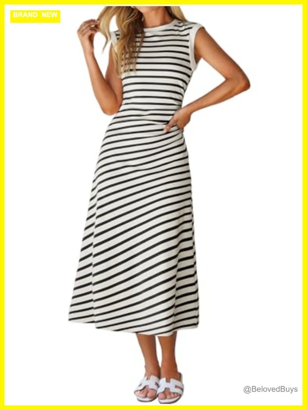 Casual Midi Dress A-Line Cap Sleeve Summer Wear
